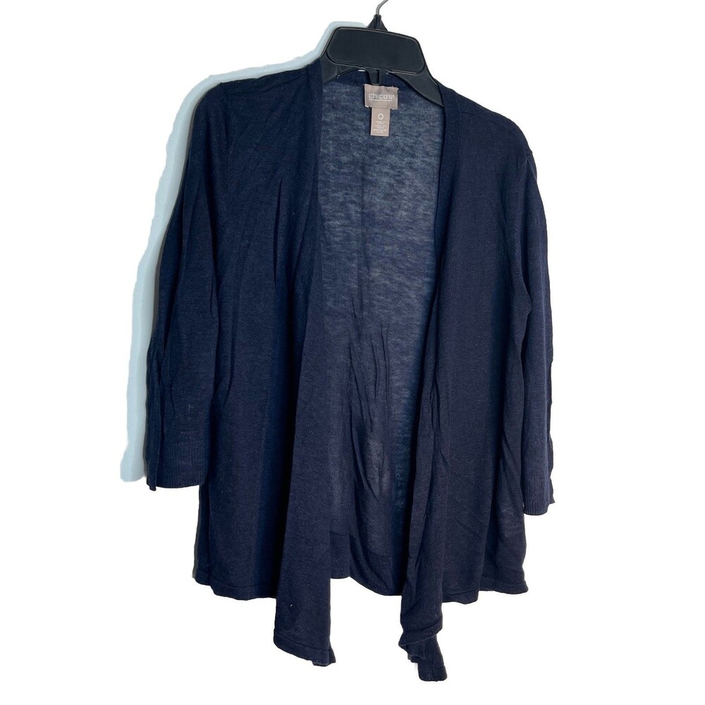 Chicos Light Knit Cardigan Blue Soft Top Size 0 US Small
